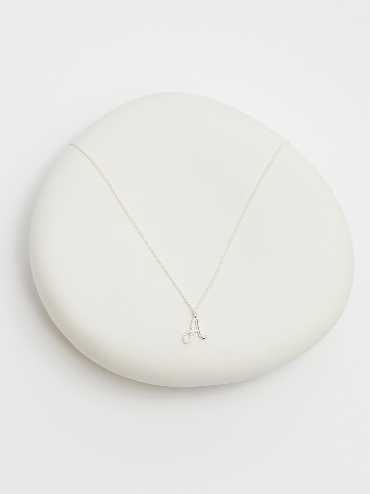 Simply Silver Silver Tone Sterling 925 Polished and Cubic Zirconia Initial Pendant - Image 3 of 4