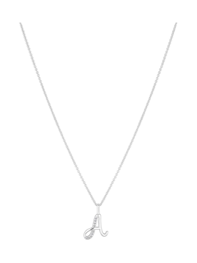 Simply Silver Silver Tone Sterling 925 Polished and Cubic Zirconia Initial Pendant - Image 4 of 4