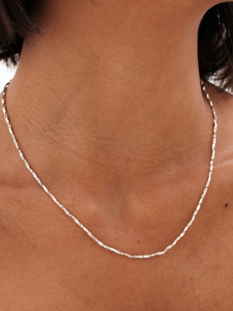 Simply Silver Silver Tone Sterling 925 Polished Twist Chain Necklace - Image 1 of 3