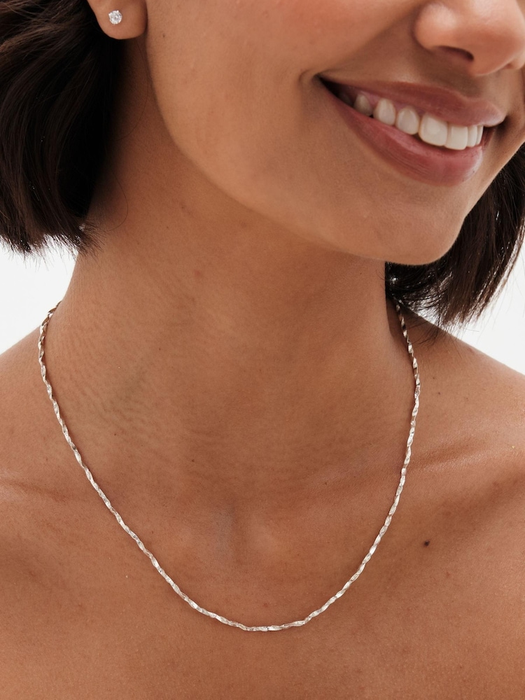 Simply Silver Silver Tone Sterling 925 Polished Twist Chain Necklace - Image 2 of 3