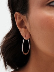 Simply Silver Silver Tone Sterling 925 Polished Oval Flat Edge Hoop Earrings - Image 3 of 4