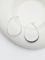 Simply Silver Silver Tone Sterling 925 Polished Oval Flat Edge Hoop Earrings - Image 4 of 4
