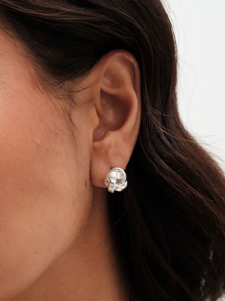 Simply Silver Silver Tone Sterling 925 Polished Double Row Knot Stud Earrings - Image 2 of 4