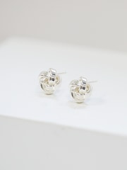 Simply Silver Silver Tone Sterling 925 Polished Double Row Knot Stud Earrings - Image 3 of 4