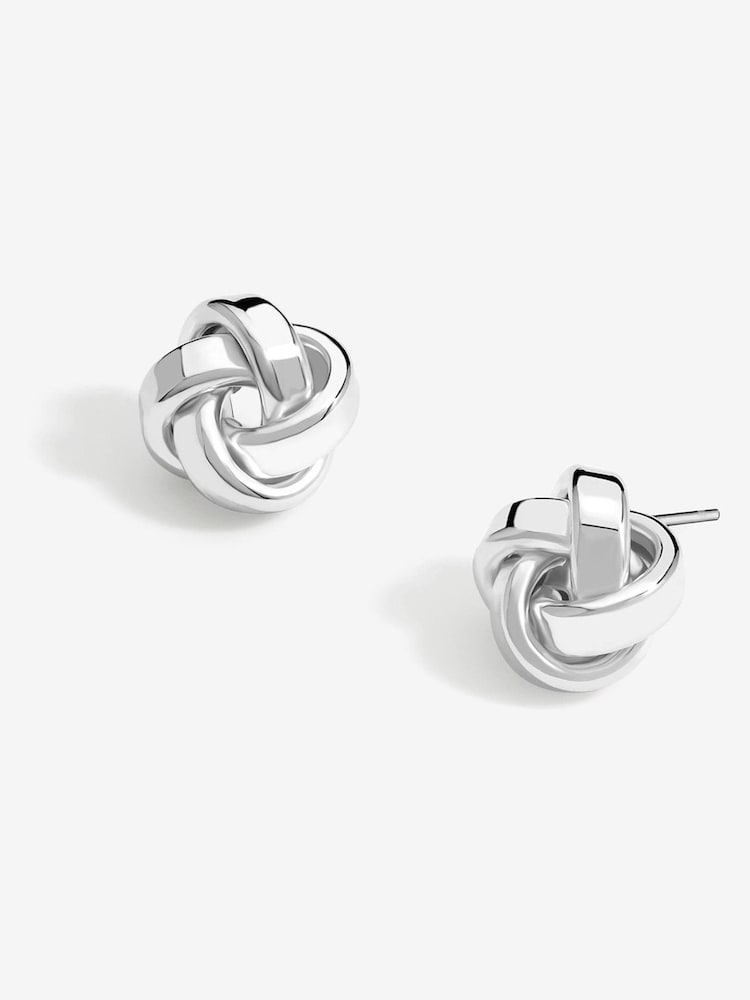 Simply Silver Silver Tone Sterling 925 Polished Double Row Knot Stud Earrings - Image 4 of 4 Simply Silver Silver Tone Sterling 925 Polished Double Row Knot Stud Earrings - Image 4 of 4