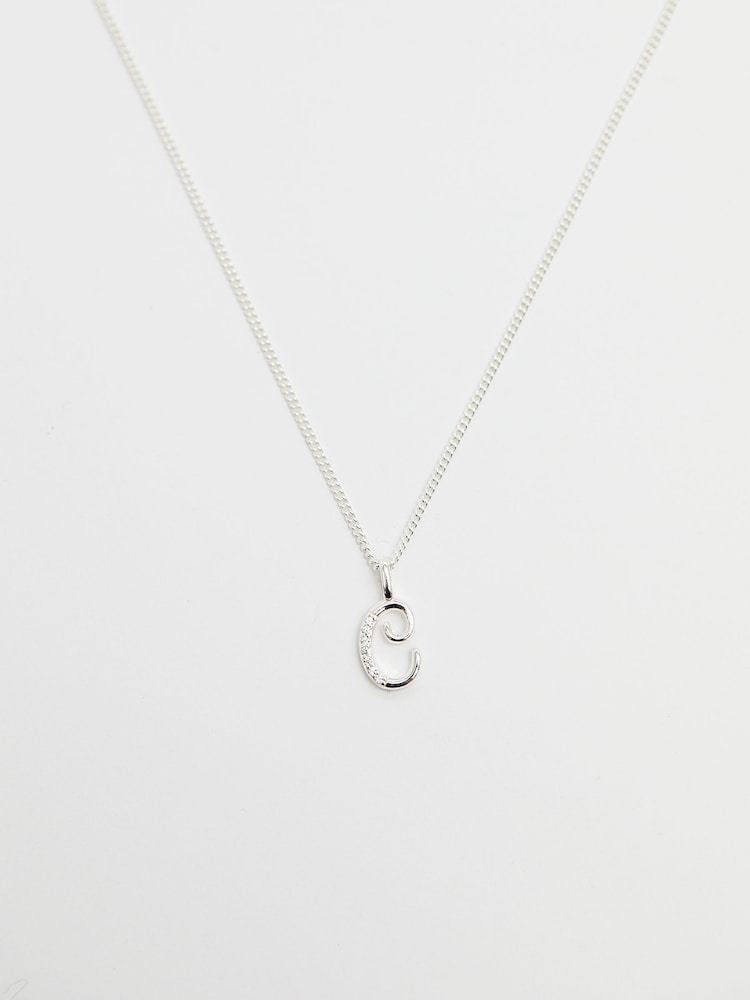 Simply Silver Silver Tone Sterling 925 Polished and Cubic Zirconia Initial Pendant - Image 2 of 4