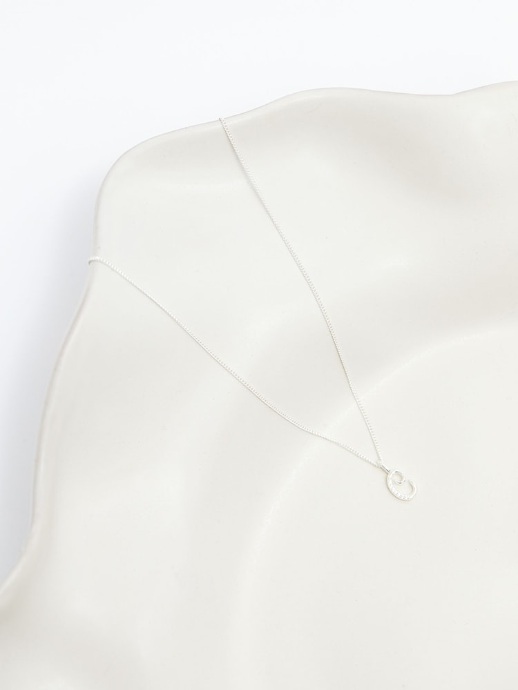Simply Silver Silver Tone Sterling 925 Polished and Cubic Zirconia Initial Pendant - Image 4 of 4
