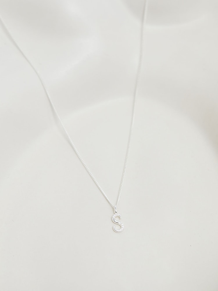 Simply Silver Silver Tone Sterling 925 Polished and Cubic Zirconia Initial Pendant - Image 4 of 6