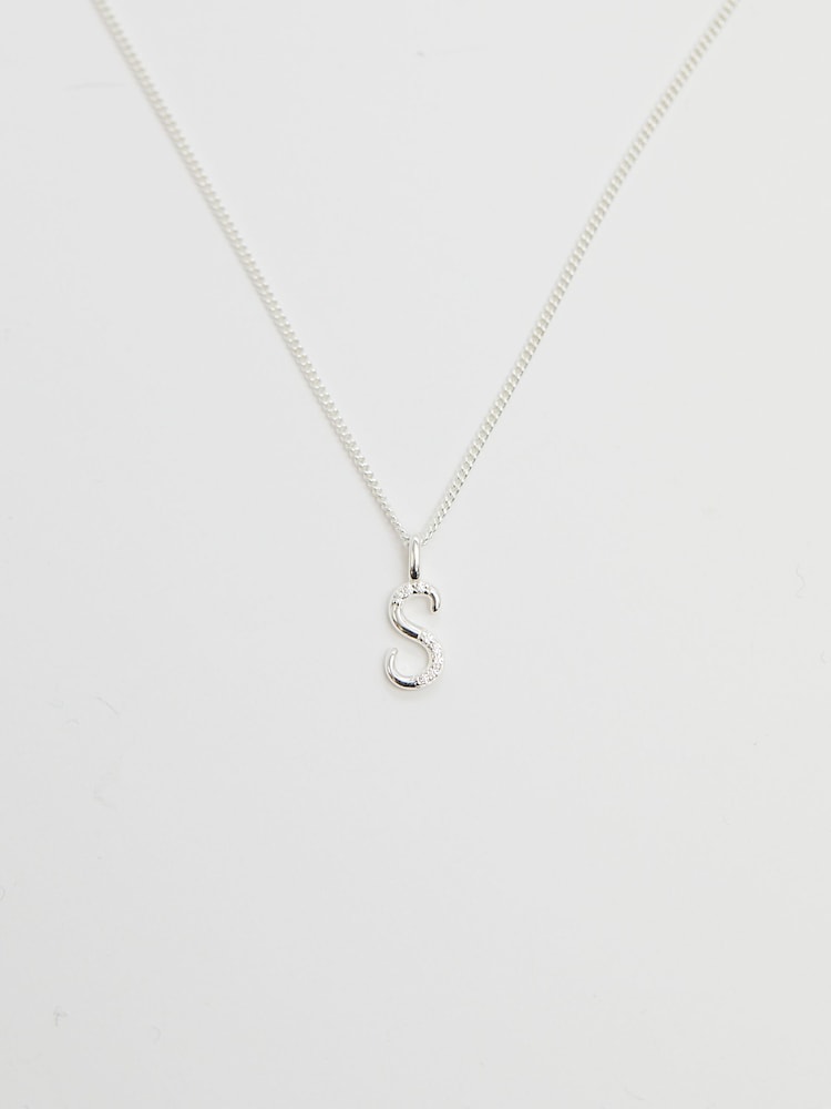 Simply Silver Silver Tone Sterling 925 Polished and Cubic Zirconia Initial Pendant - Image 6 of 6