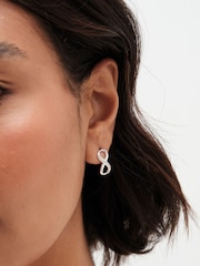 Simply Silver Silver Tone Sterling 925 Polished and Cubic Zirconia Infinity Stud Earrings - Image 2 of 4