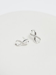 Simply Silver Silver Tone Sterling 925 Polished and Cubic Zirconia Infinity Stud Earrings - Image 3 of 4