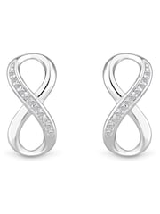 Simply Silver Silver Tone Sterling 925 Polished and Cubic Zirconia Infinity Stud Earrings - Image 4 of 4