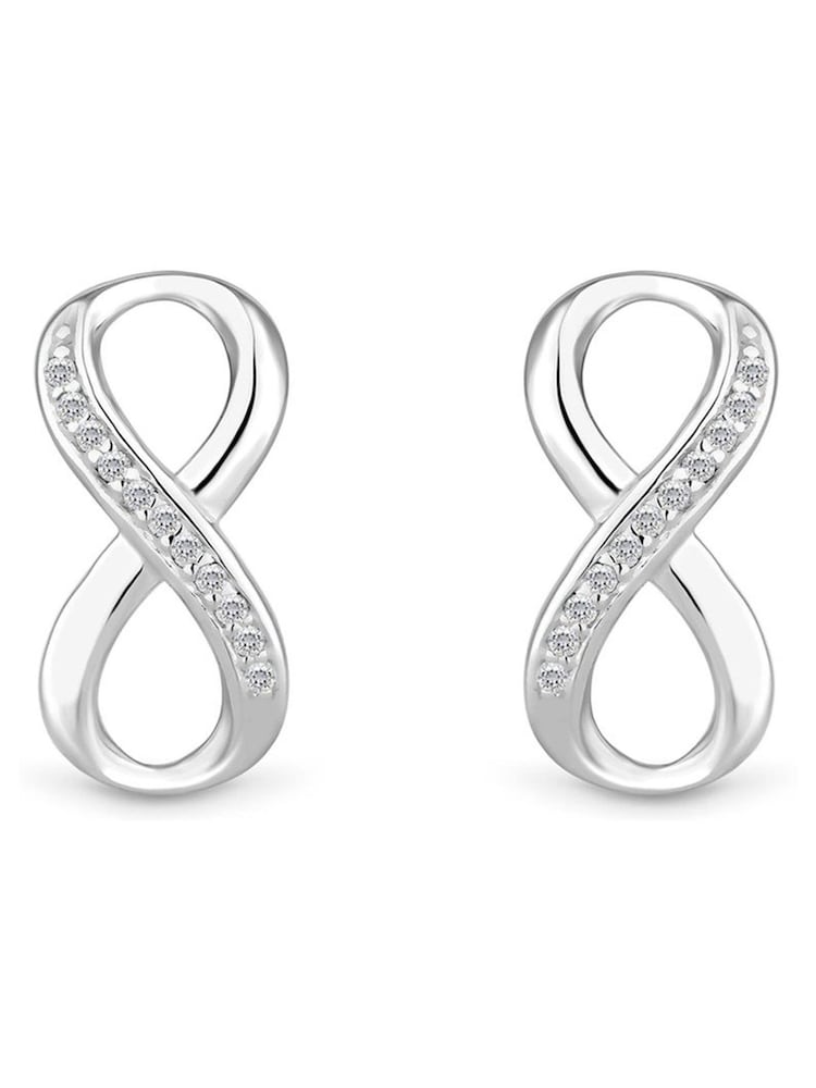 Simply Silver Silver Tone Sterling 925 Polished and Cubic Zirconia Infinity Stud Earrings - Image 4 of 4 Simply Silver Silver Tone Sterling 925 Polished and Cubic Zirconia Infinity Stud Earrings - Image 4 of 4