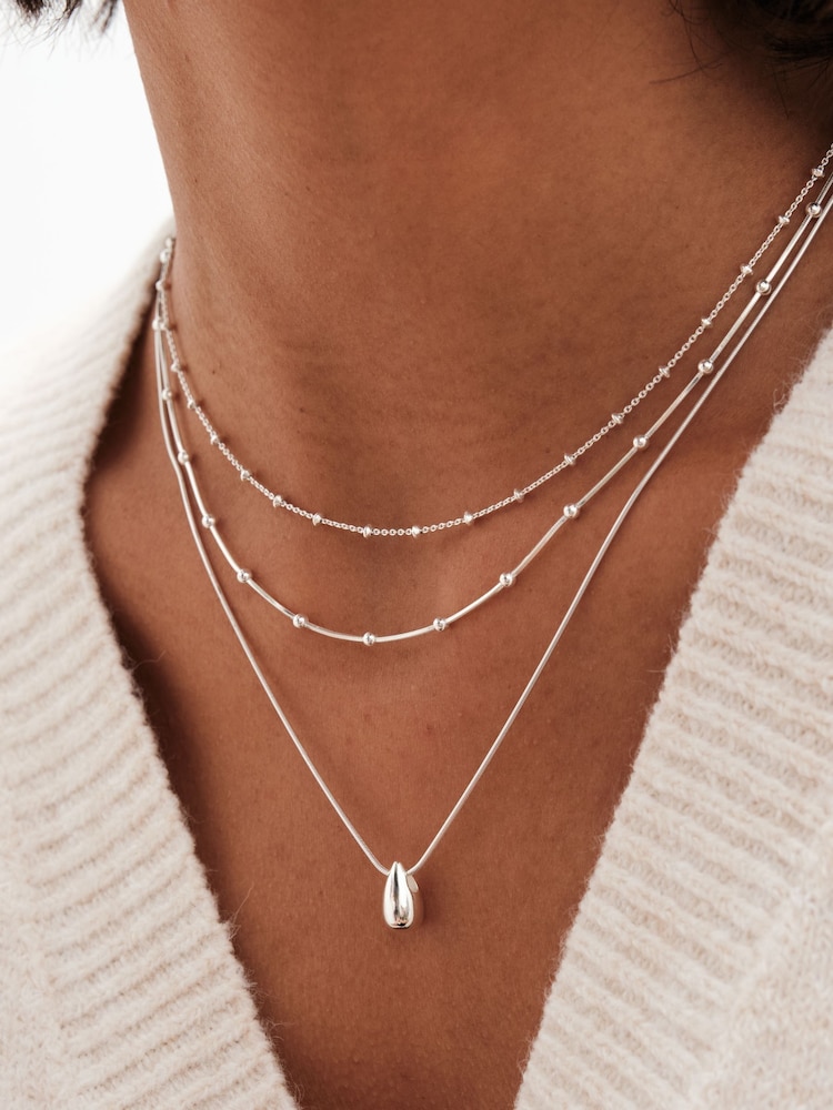 Simply Silver Silver Tone Sterling 925 Polished Nugget Necklace - Image 3 of 3