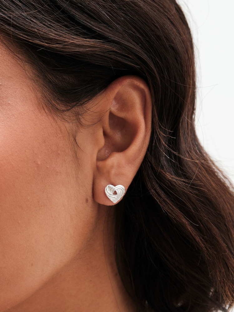 Simply Silver Silver Tone Sterling 925 Polished Knot Heart Stud Earrings - Image 1 of 3