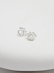 Simply Silver Silver Tone Sterling 925 Polished and Cubic Zirconia Open Paw Print Earrings - Image 1 of 2