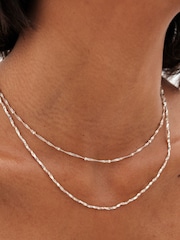 Simply Silver Silver Tone Sterling 925 Twist Ball Chain Necklace - Image 2 of 3