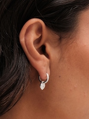 Simply Silver Silver Tone Sterling 925 Pave Padlock Charm Hoop Earrings - Image 3 of 4