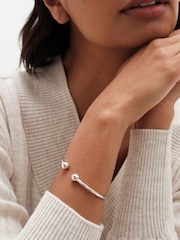 Simply Silver Silver Tone Sterling 925 Polished Textured Cuff Bracelet - Image 1 of 3