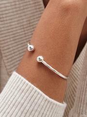 Simply Silver Silver Tone Sterling 925 Polished Textured Cuff Bracelet - Image 2 of 3