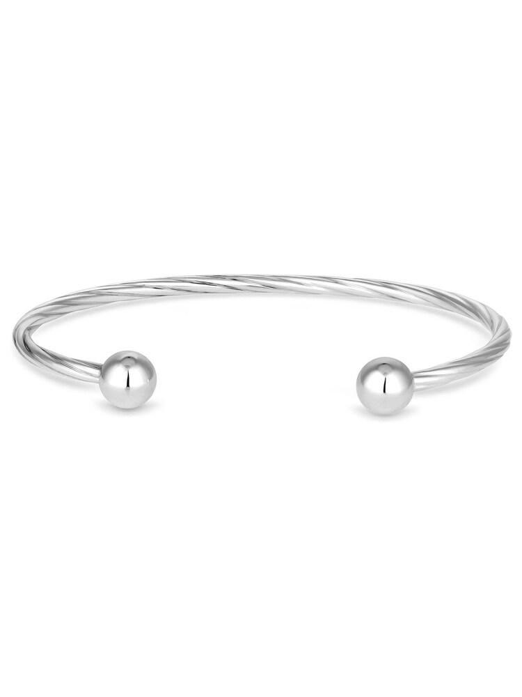 Simply Silver Silver Tone Sterling 925 Polished Textured Cuff Bracelet - Image 3 of 3
