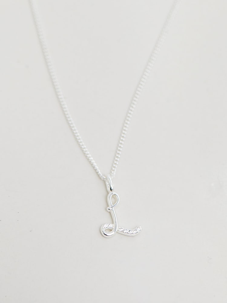 Simply Silver Silver Tone Sterling 925 Polished and Cubic Zirconia Initial Pendant - Image 1 of 4
