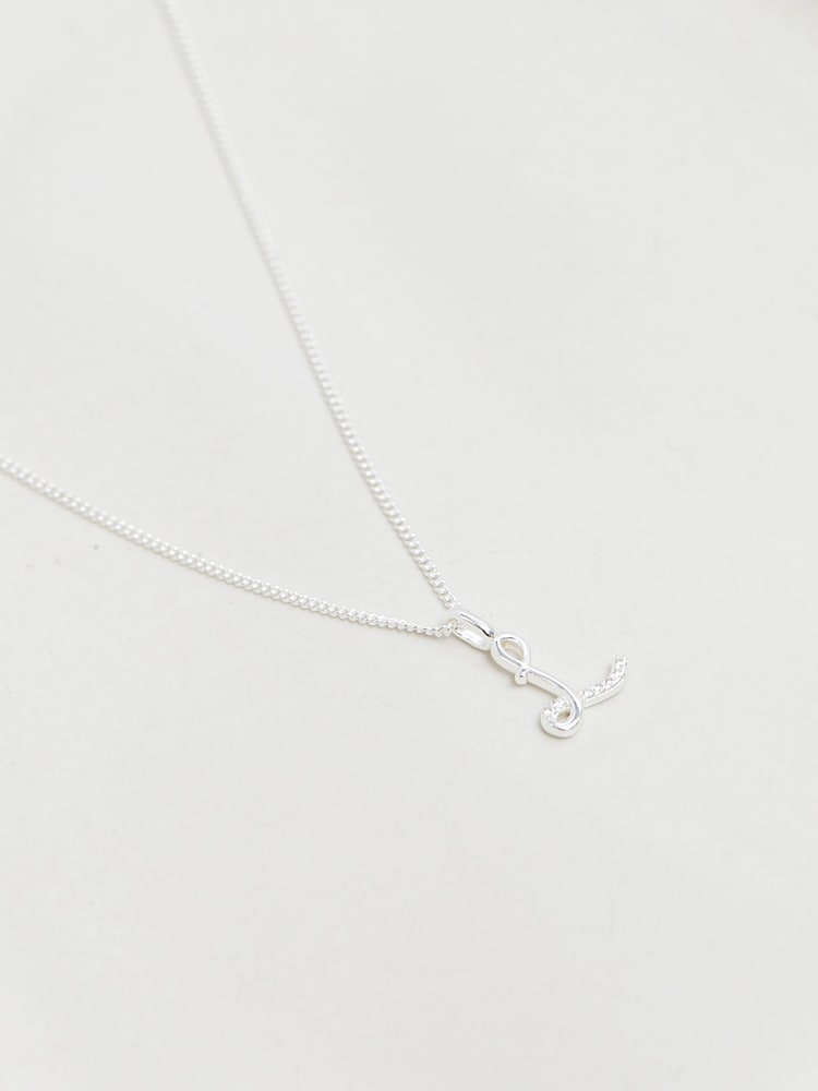 Simply Silver Silver Tone Sterling 925 Polished and Cubic Zirconia Initial Pendant - Image 2 of 4