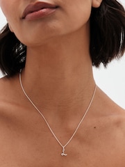 Simply Silver Silver Tone Sterling 925 Polished and Cubic Zirconia Initial Pendant - Image 4 of 4