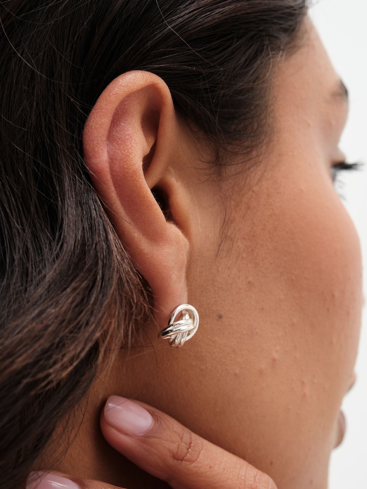 Simply Silver Silver Tone Sterling 925 Polished Knot Stud Earrings - Image 1 of 4 Simply Silver Silver Tone Sterling 925 Polished Knot Stud Earrings - Image 1 of 4
