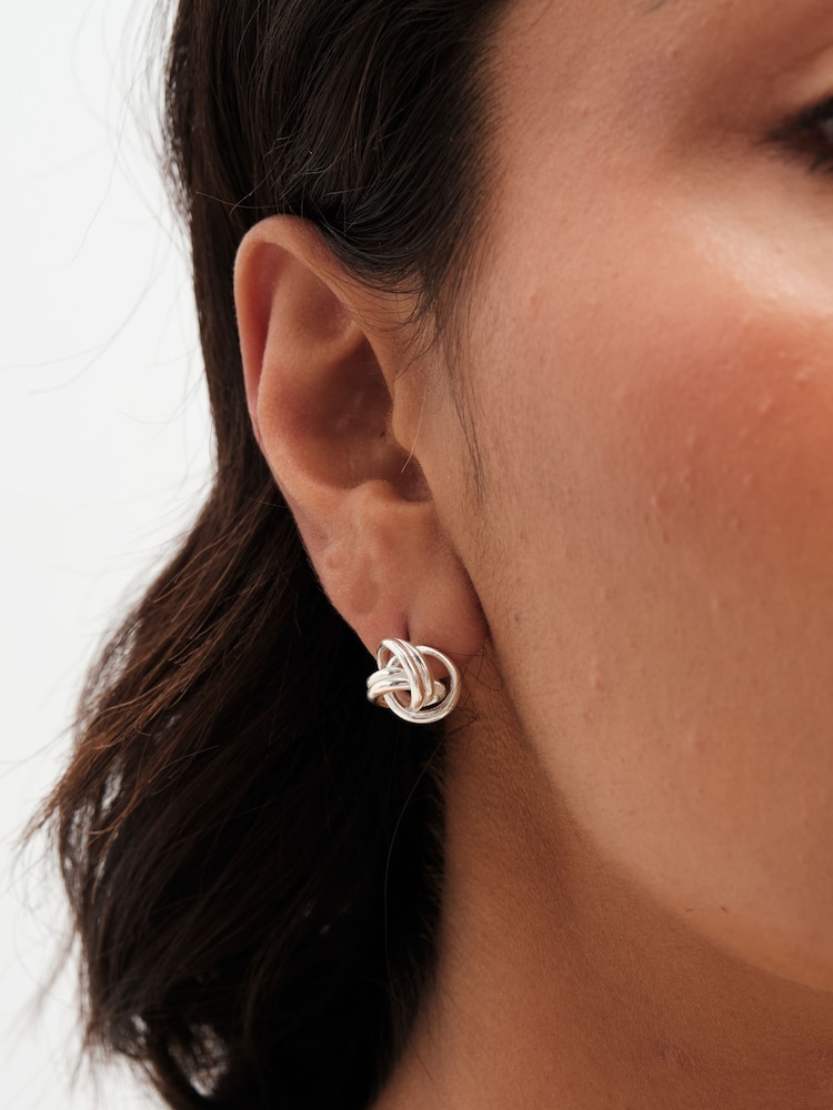Simply Silver Silver Tone Sterling 925 Polished Knot Stud Earrings - Image 2 of 4 Simply Silver Silver Tone Sterling 925 Polished Knot Stud Earrings - Image 2 of 4
