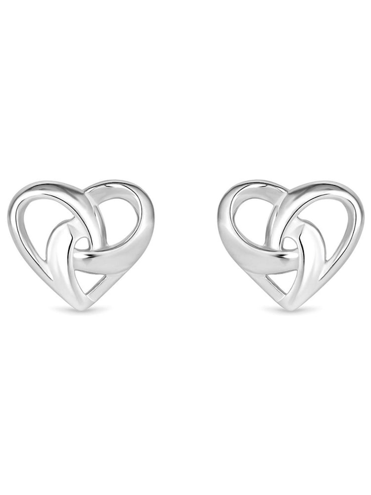 Simply Silver Silver Tone Sterling 925 Knotted Heart Stud Earrings - Image 1 of 3