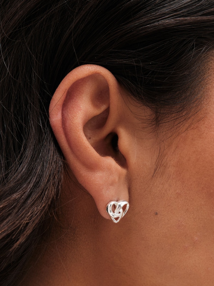 Simply Silver Silver Tone Sterling 925 Knotted Heart Stud Earrings - Image 3 of 3