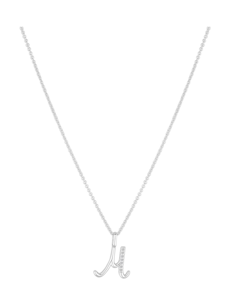Simply Silver Silver Tone Sterling 925 Polished and Cubic Zirconia Initial Pendant - Image 1 of 6