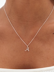 Simply Silver Silver Tone Sterling 925 Polished and Cubic Zirconia Initial Pendant - Image 4 of 6