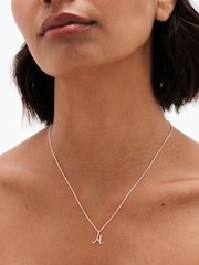 Simply Silver Silver Tone Sterling 925 Polished and Cubic Zirconia Initial Pendant - Image 5 of 6
