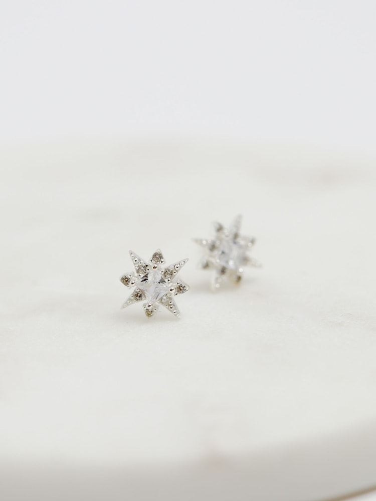 Simply Silver Silver Tone Sterling 925 Cubic Zirconia Star Stud Earrings - Image 1 of 4