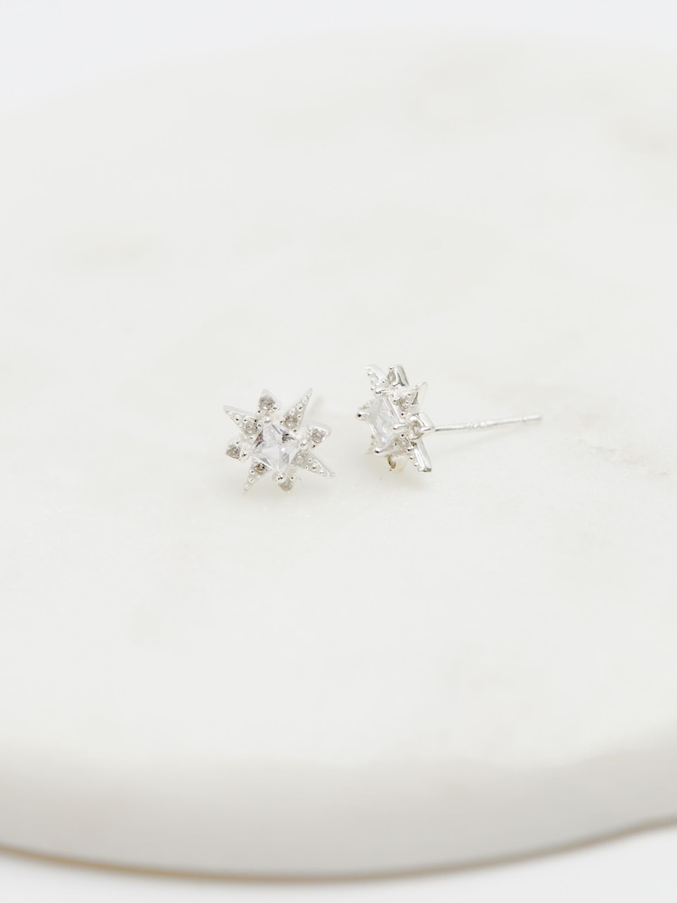 Simply Silver Silver Tone Sterling 925 Cubic Zirconia Star Stud Earrings - Image 2 of 4