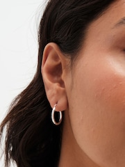 Simply Silver Silver Tone Sterling 925 Textured Mini Sleeper Hoop Earrings - Image 1 of 5