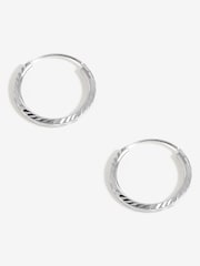 Simply Silver Silver Tone Sterling 925 Textured Mini Sleeper Hoop Earrings - Image 2 of 5