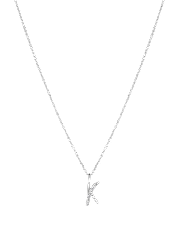 Simply Silver Silver Tone Sterling 925 Polished and Cubic Zirconia Initial Pendant - Image 1 of 4