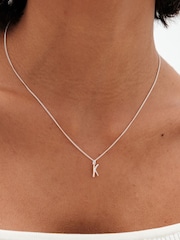 Simply Silver Silver Tone Sterling 925 Polished and Cubic Zirconia Initial Pendant - Image 3 of 4