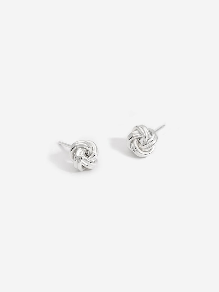 Simply Silver Silver Tone Sterling 925 Polished Woven Knot Stud Earrings - Image 1 of 2