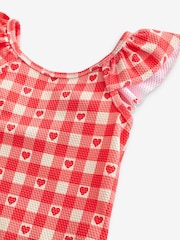 Red Gingham Heart Frill Shoulder Swimsuit (3mths-7yrs) - Image 8 of 9
