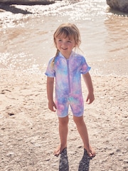 Purple Foil Frill Sleeve Sunsafe Swimsuit (3mths-10yrs) - Image 2 of 8