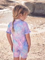 Purple Foil Frill Sleeve Sunsafe Swimsuit (3mths-10yrs) - Image 3 of 8