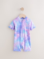 Purple Foil Frill Sleeve Sunsafe Swimsuit (3mths-10yrs) - Image 5 of 8