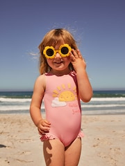 Pink Sunshine Frill Leg Swimsuit (3mths-7yrs) - Image 1 of 8