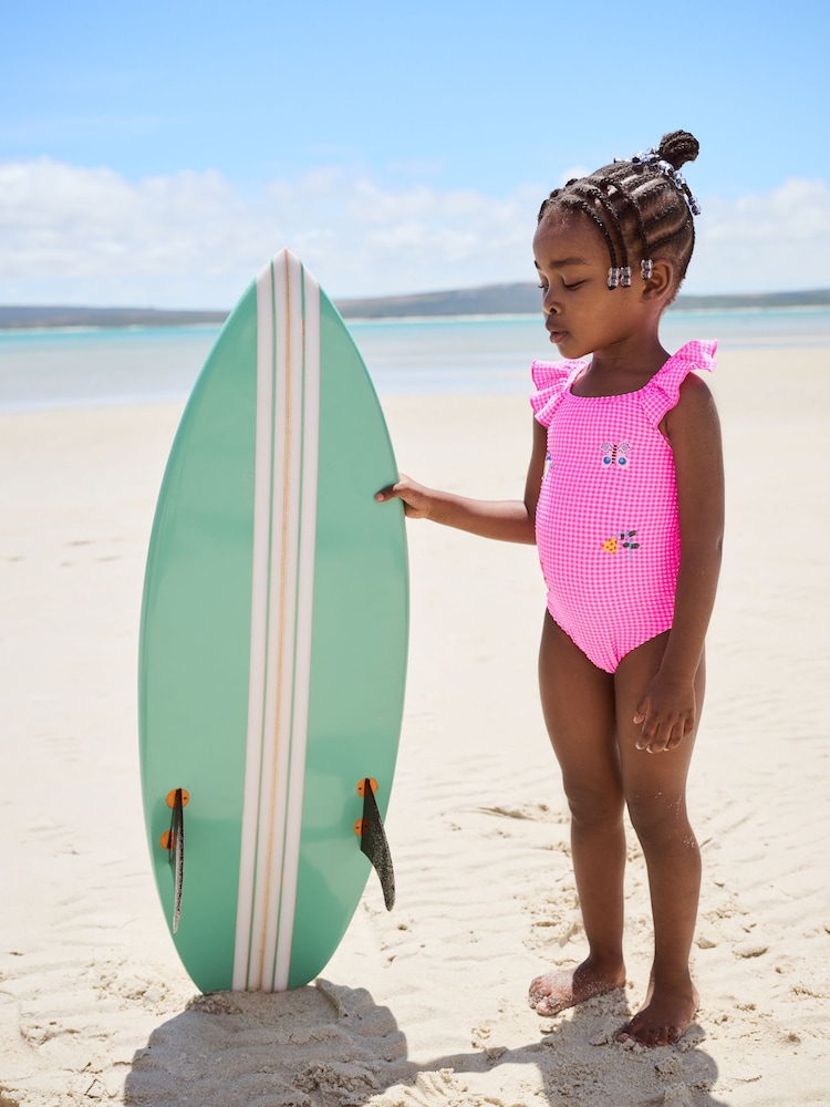 Pink Gingham Frill Shoulder Swimsuit (3mths-7yrs) - Image 2 of 8