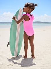 Pink Gingham Frill Shoulder Swimsuit (3mths-7yrs) - Image 3 of 8