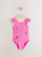 Pink Gingham Frill Shoulder Swimsuit (3mths-7yrs) - Image 5 of 8